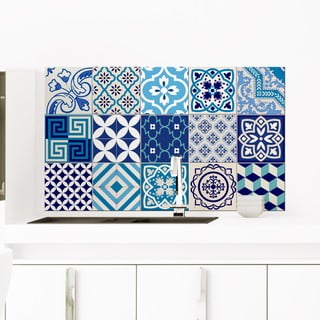 Komplet 15 dekorativnih stenskih nalepk Ambiance Azur, 10 x 10 cm