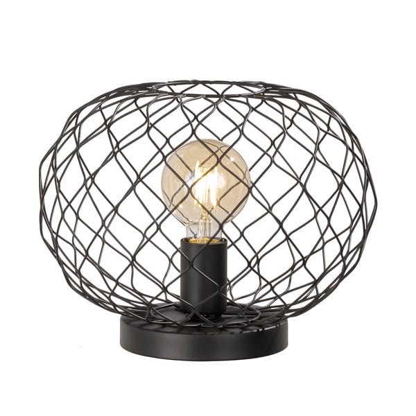 Črna namizna svetilka s kovinskim senčilom (višina 23 cm) Justin – Fischer & Honsel