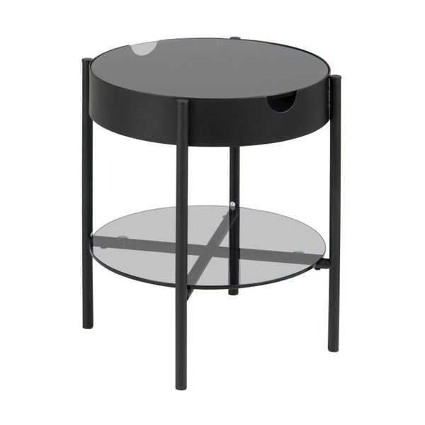 Actona Tipton črna stranska mizica s prostorom za shranjevanje, ⌀ 45 cm