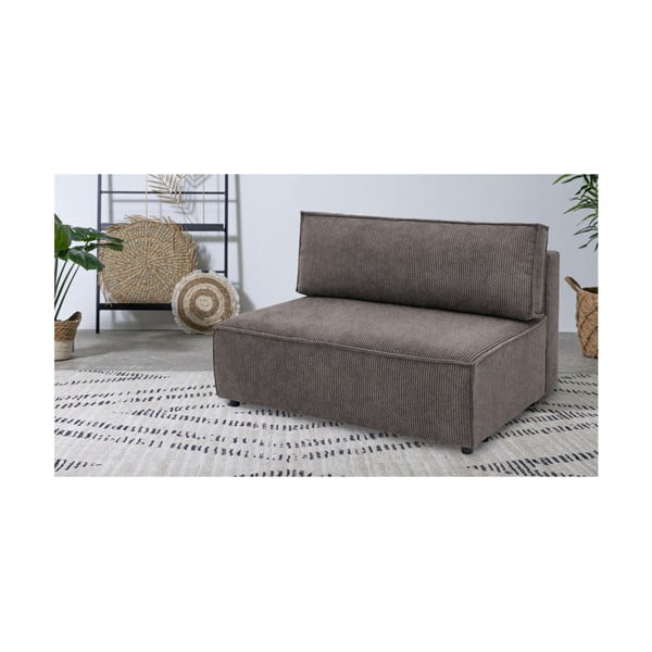 Svetlo rjav modul za sedežno garnituro iz rebrastega žameta (sredinski modul) Nihad modular – Bobochic Paris-image-1