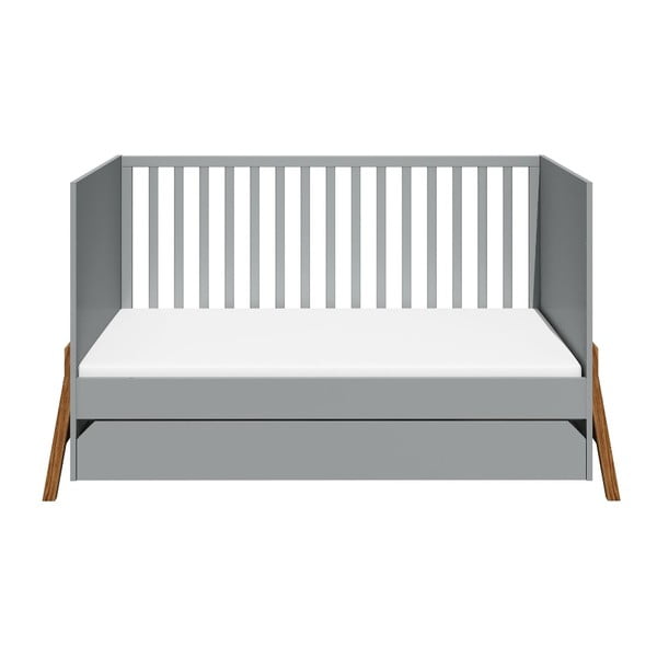 Siva otroška posteljica s predalom BELLAMY Lotta, 70 x 140 cm-image-1