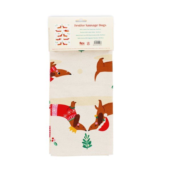 Bombažna kuhinjska krpa 70x50 cm Festive Sausage Dog – Rex London-image-3