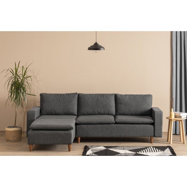 Siva kotna sedežna garnitura (levi kot) Lungo – Balcab Home-image-1