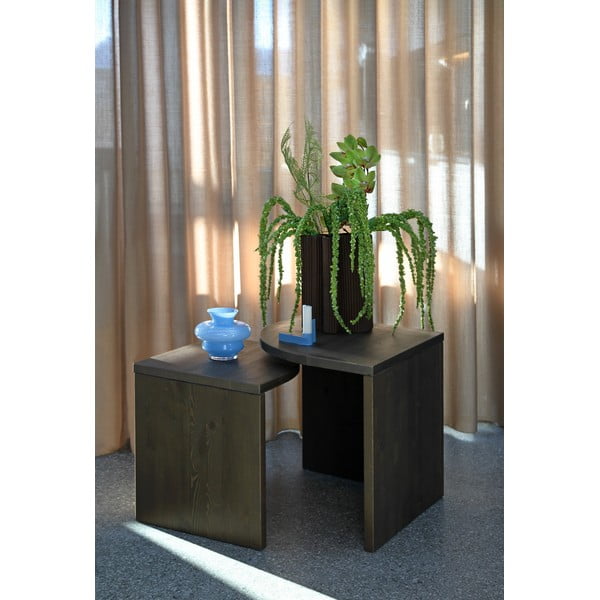 Temno rjave mizice v kompletu 2 ks iz masivnega bora Combine – Karup Design-image-1