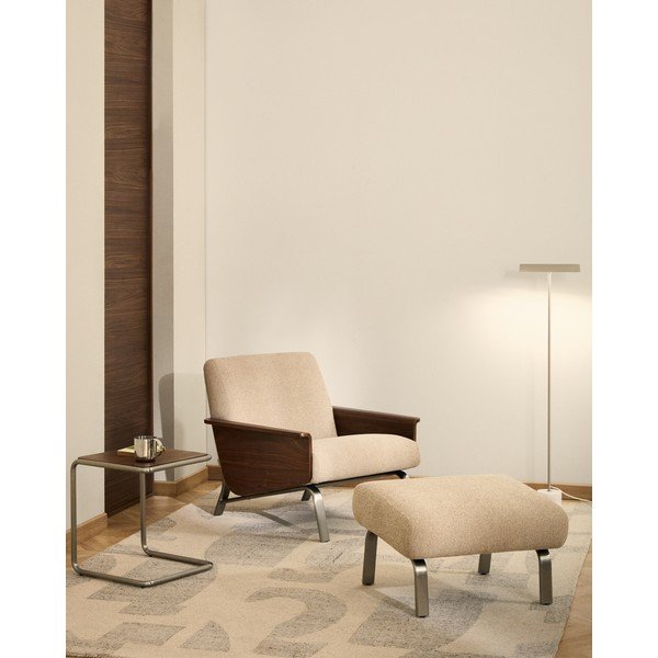 Svetlo rjav fotelj iz šenilje Amsen – Kave Home-image-1