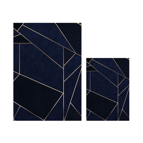 Temno modre kopalniške preproge v kompletu 2 ks 60x100 cm Geometric – Mila Home