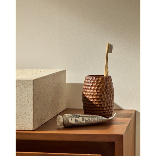 Rjav lesen lonček za zobne ščetke Fraz – Kave Home-image-1
