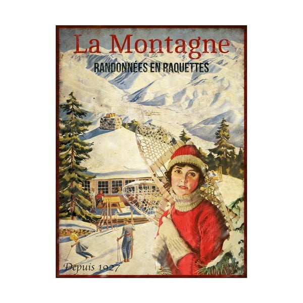Kovinski dekorativni znak 25x33 cm La Montagne – Antic Line