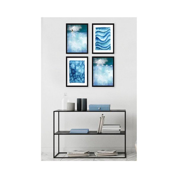 Komplet 4 stenskih slik Tablo Center Watery