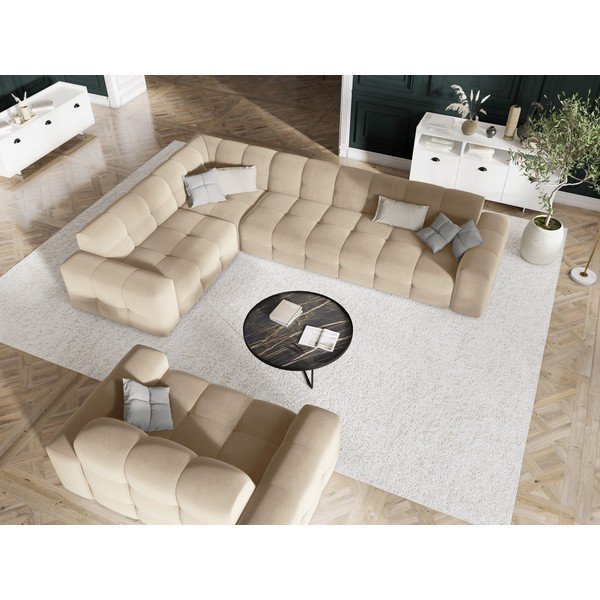 Bež žametni kavč 156 cm Kendal - Micadoni Home-image-1