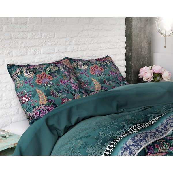 Zelena posteljnina za zakonsko posteljo Sleeptime Paisley, 200 x 220 cm-image-1