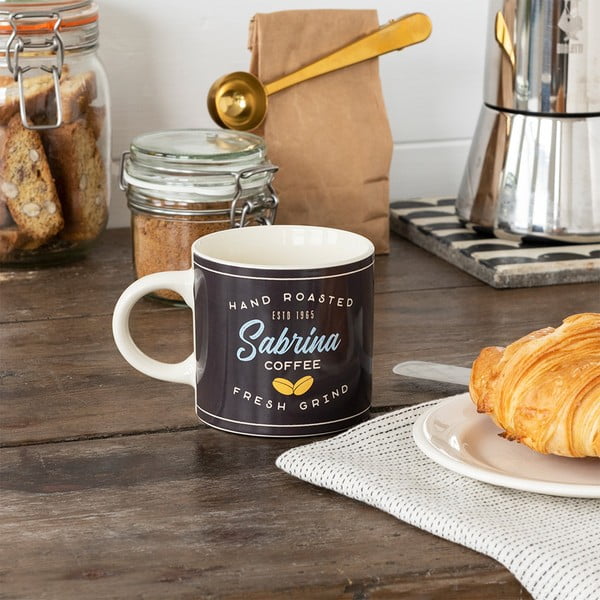 Antracitno sivo-kremno bela keramična skodelica 350 ml Sabrina – Rex London-image-1