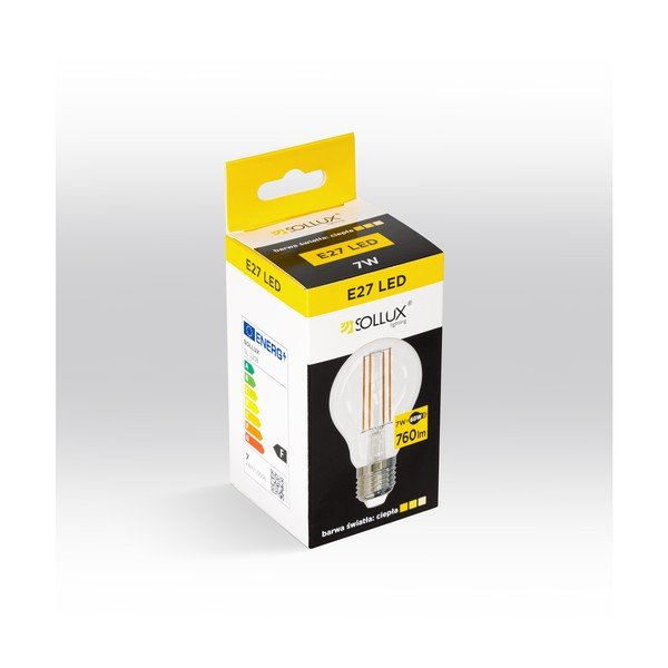 Žarnica LED/filament s toplo svetlobo z žarnico E27, 7 W – Sollux-image-1