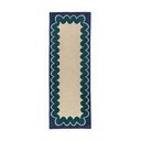 Ročno tkan volnen tekač v naravni barvi/zelenomoder 80x230 cm Wiggle Wool – Flair Rugs