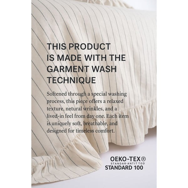 Bež enojna posteljnina iz renforce bombaža 140x200 cm Amalia Striped – Mila Home Luxury-image-4