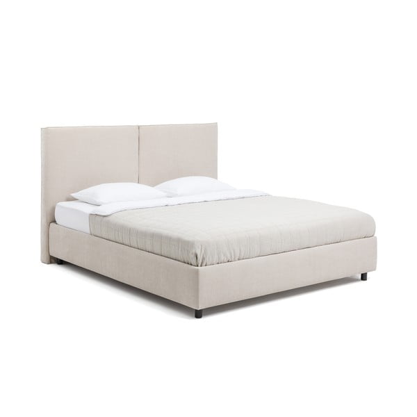 Bež oblazinjena zakonska postelja s prostorom za shranjevanje z letvenim dnom 180x200 cm Myra Bold – Bonami Selection