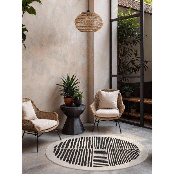 Črna/kremno bela okrogla notranja in zunanja preproga ø 160 cm Haringey Bounds – Ted Baker-image-1