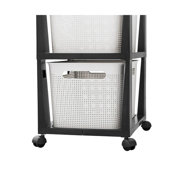 Belo-črn plastičen voziček s policami 30x77 cm Brisen - Rotho-image-2