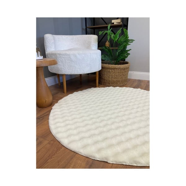 Kremno bela pralna okrogla preproga ø 120 cm Bubbly – Oyo Concept-image-3