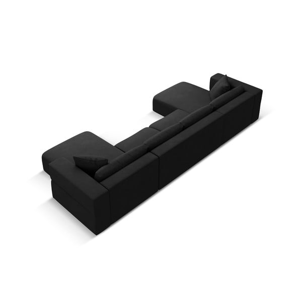 Črna kotna sedežna garnitura (v obliki črke "U") Esther – Milo Casa-image-3