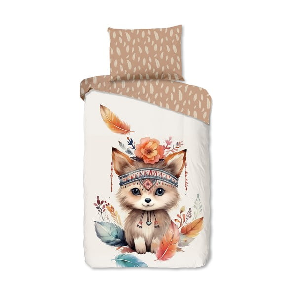 Rjava/bež enojna bombažna otroška posteljnina 140x200 cm Hay – Good Morning