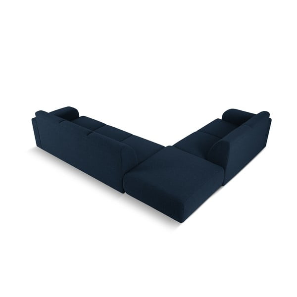 Temno modra kotna sedežna garnitura iz tkanine bouclé (levi kot) Molino – Micadoni Home-image-3