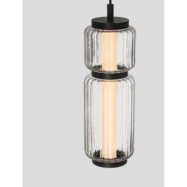 Mat črna steklena LED viseča svetilka ø 12 cm Liesa – Nova Luce-image-1