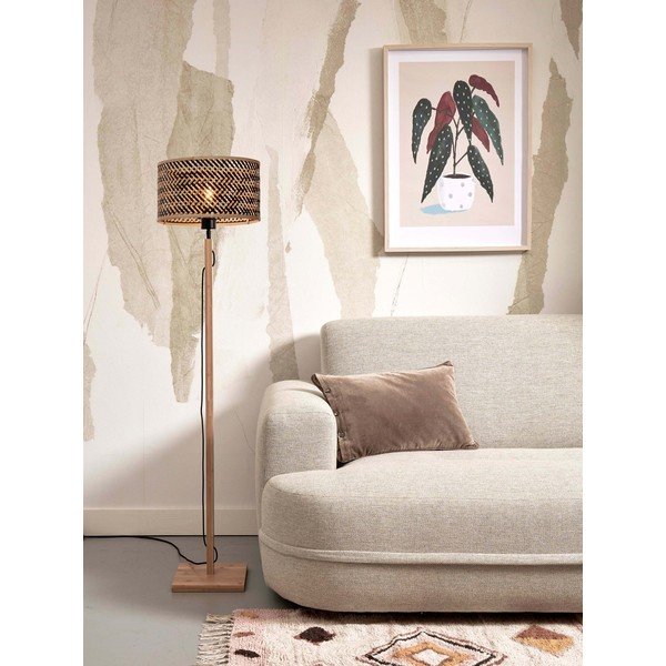Črna/naravna stoječa svetilka z bambusovim senčnikom (višina 128 cm) Java – Good&Mojo-image-3