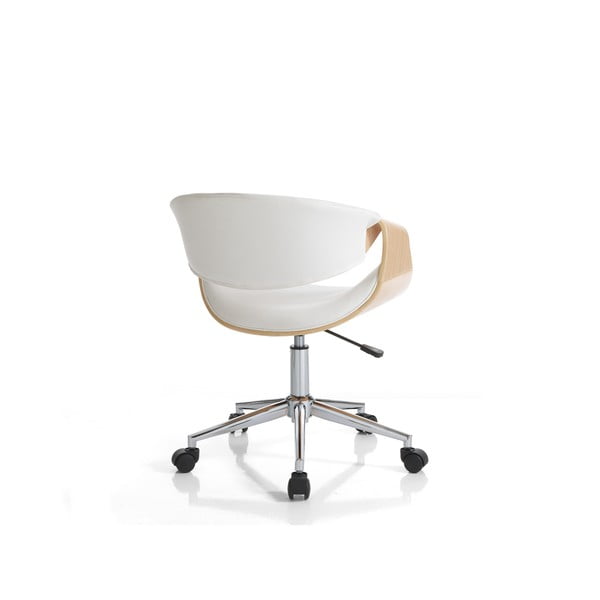 Pisarniški stol iz umetnega usnja v beli in naravni barvi Visby – Tomasucci-image-3