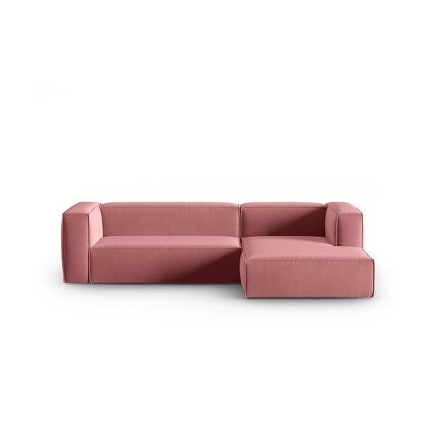 Rožnata žametna kotna sedežna garnitura Mackay – Cosmopolitan Design