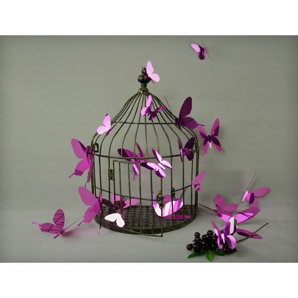 Komplet 12 vijoličnih lepilnih 3D nalepk Ambiance Butterflies