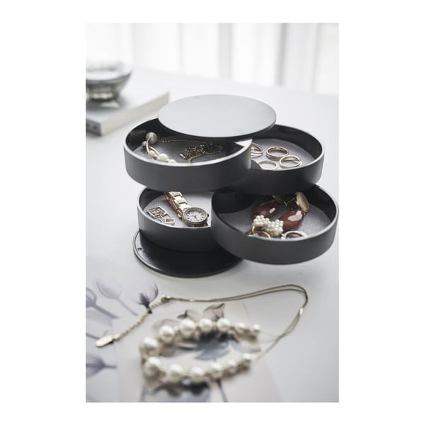 Črna škatla za nakit YAMAZAKI Tower, ⌀ 10 cm-image-1