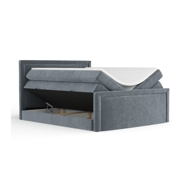 Temno siva boxspring postelja s prostorom za shranjevanje 200x200 cm Lavenda – Maison de Rêve-image-2