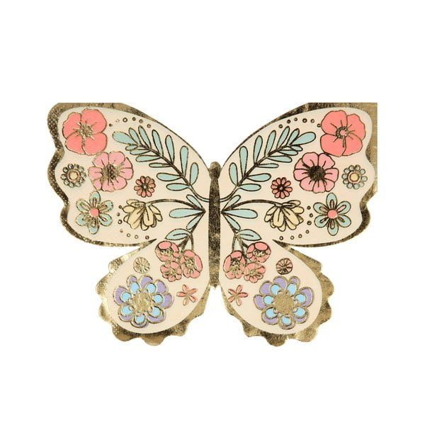 Papirnati prtički v kompletu 16 ks Floral Butterfly – Meri Meri