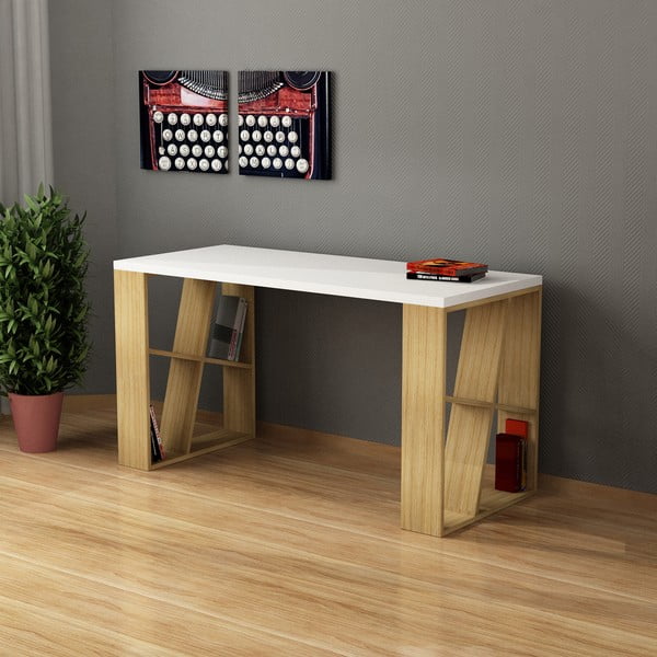 Namizni med, bela/oak-image-1