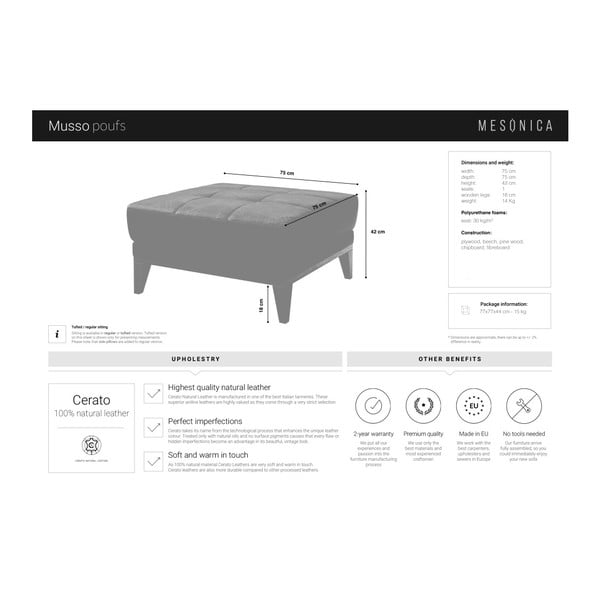Temno rjava usnjena otoman MESONICA Musso Tufted-image-3