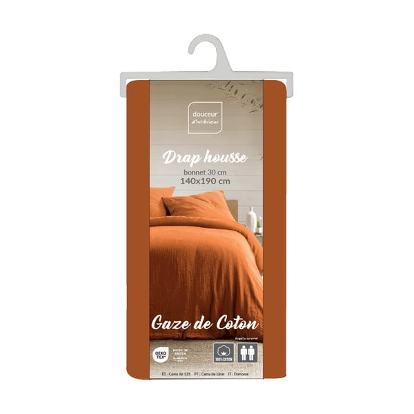 Oranžno-rjava rjuha iz muslina 140x190 cm Angelia – douceur d'intérieur-image-3