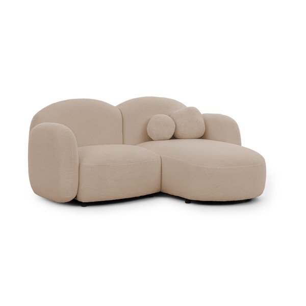 Svetlo rjava kotna sedežna garnitura iz tkanine bouclé (desni kot/z ležalnikom) Orbit – Ropez