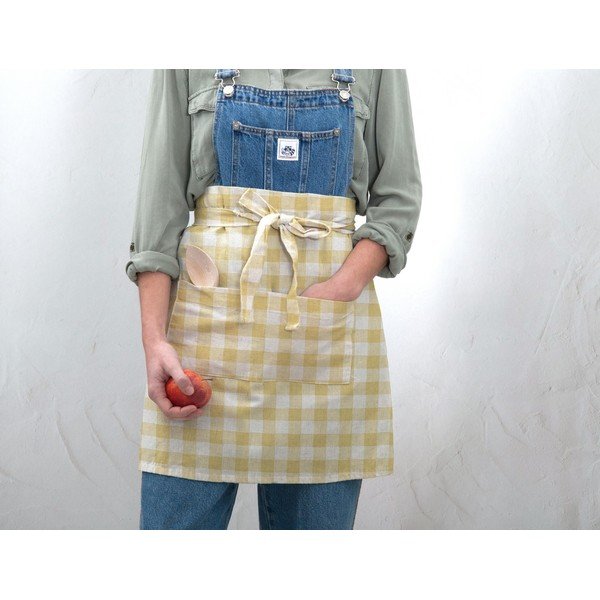 Predpasnik Really Nice Things Delantal de Lino Yellow Vichy-image-1