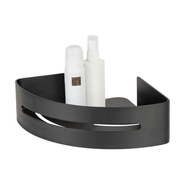 Mat črna kotna kovinska kopalniška polica z namestitvijo brez vrtanja Bivio – Wenko-image-4