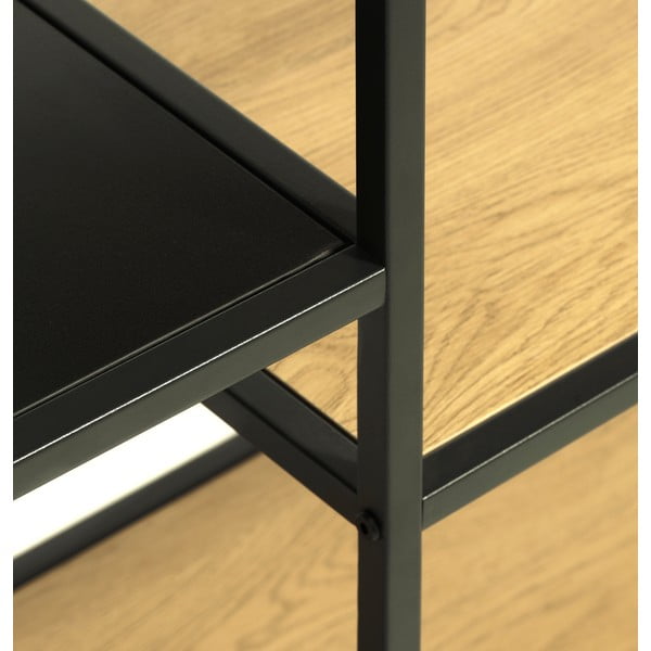 Črn/naraven regal v hrastovem dekorju 80x146x35 cm Altino – Unique Furniture-image-4