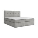 Svetlo siva boxspring postelja s prostorom za shranjevanje 140x200 cm Palta – Makamii