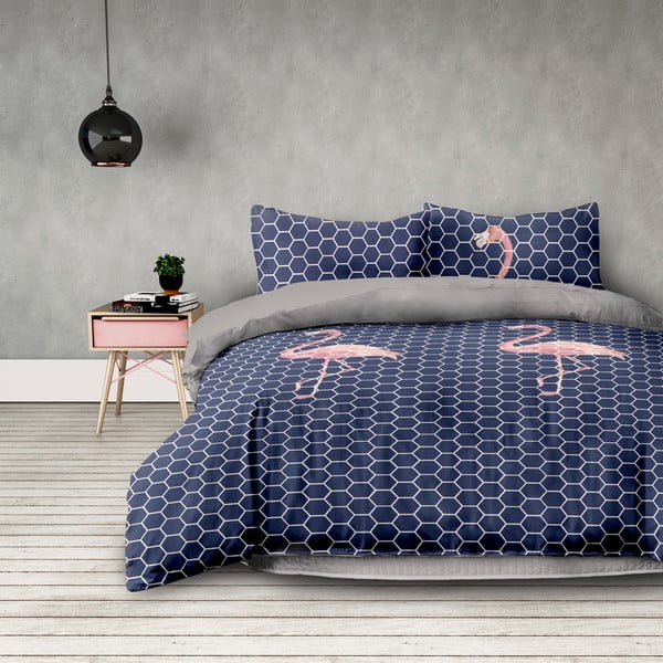 Prevleka za zakonsko posteljo AmeliaHome Flamingo Dark, 220 x 240 cm + 63 x 63 cm