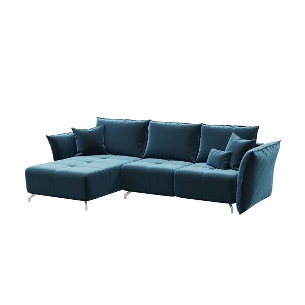 Temno modra žametna raztegljiva sedežna garnitura Devichy Hermes-image-3