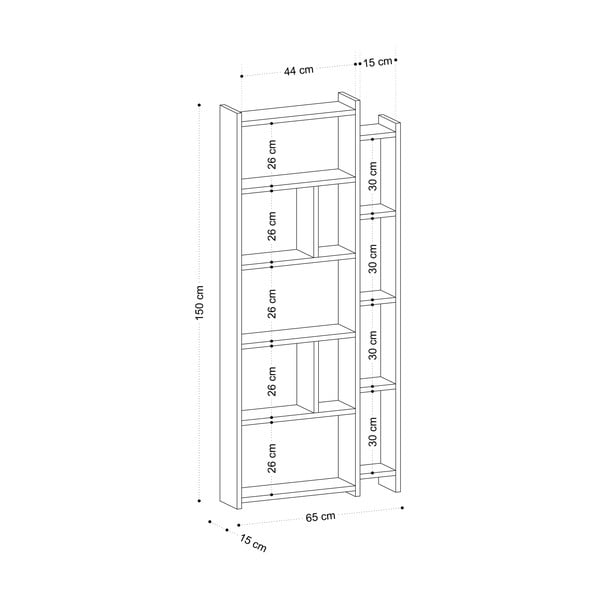Regal v hrastovem dekorju v naravni barvi 65x150 cm Momo – Kalune Design-image-3