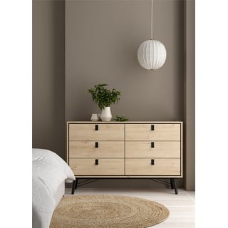 Nizka komoda v hrastovem dekorju v naravni barvi 153x95 cm Ry – Tvilum