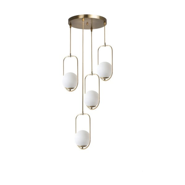 Bela/zlata viseča svetilka s steklenim senčilom ø 30 cm Ahu – Opviq lights