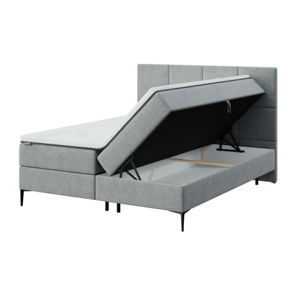 Siva boxspring postelja s prostorom za shranjevanje 180x200 cm Bufo – MESONICA-image-2