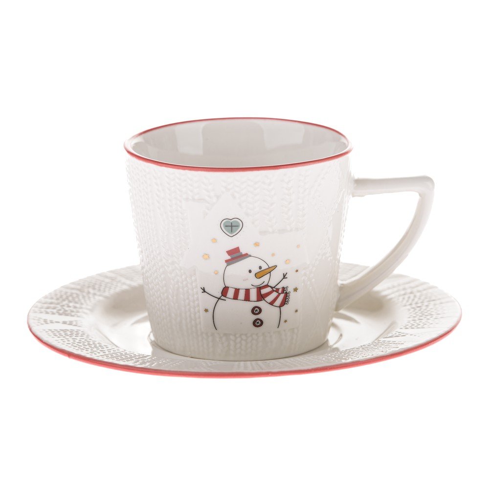 Bela porcelanasta skodelica z božičnim motivom 110 ml