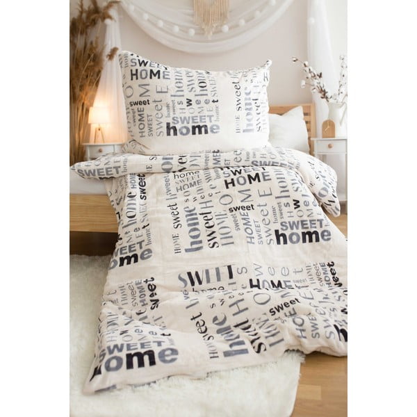 Kremno bela enojna posteljnina iz mikropliša 140x200 cm Home Sweet Home – Jerry Fabrics